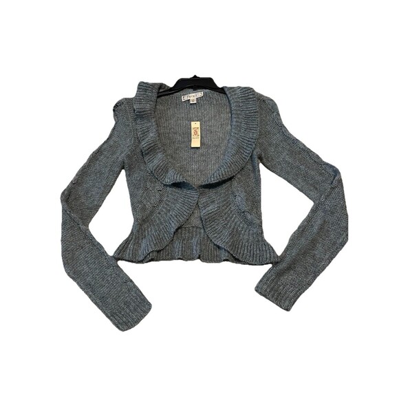 Decree Shrug Crochet Sweater Open Front Cropped Cardigan Top Blue Size Large - Picture 1 of 10